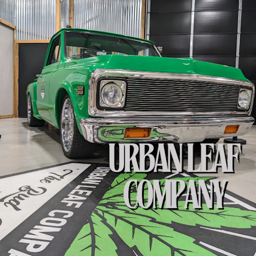 The iconic Urban Leaf Company green classic truck with branded floor logo